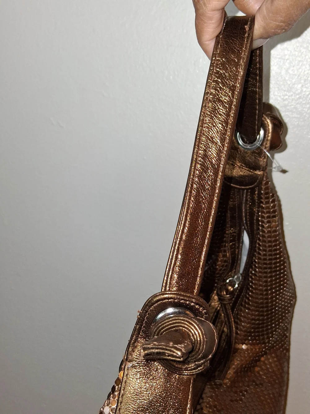 Metallic Brown Sequin Hobo Bag